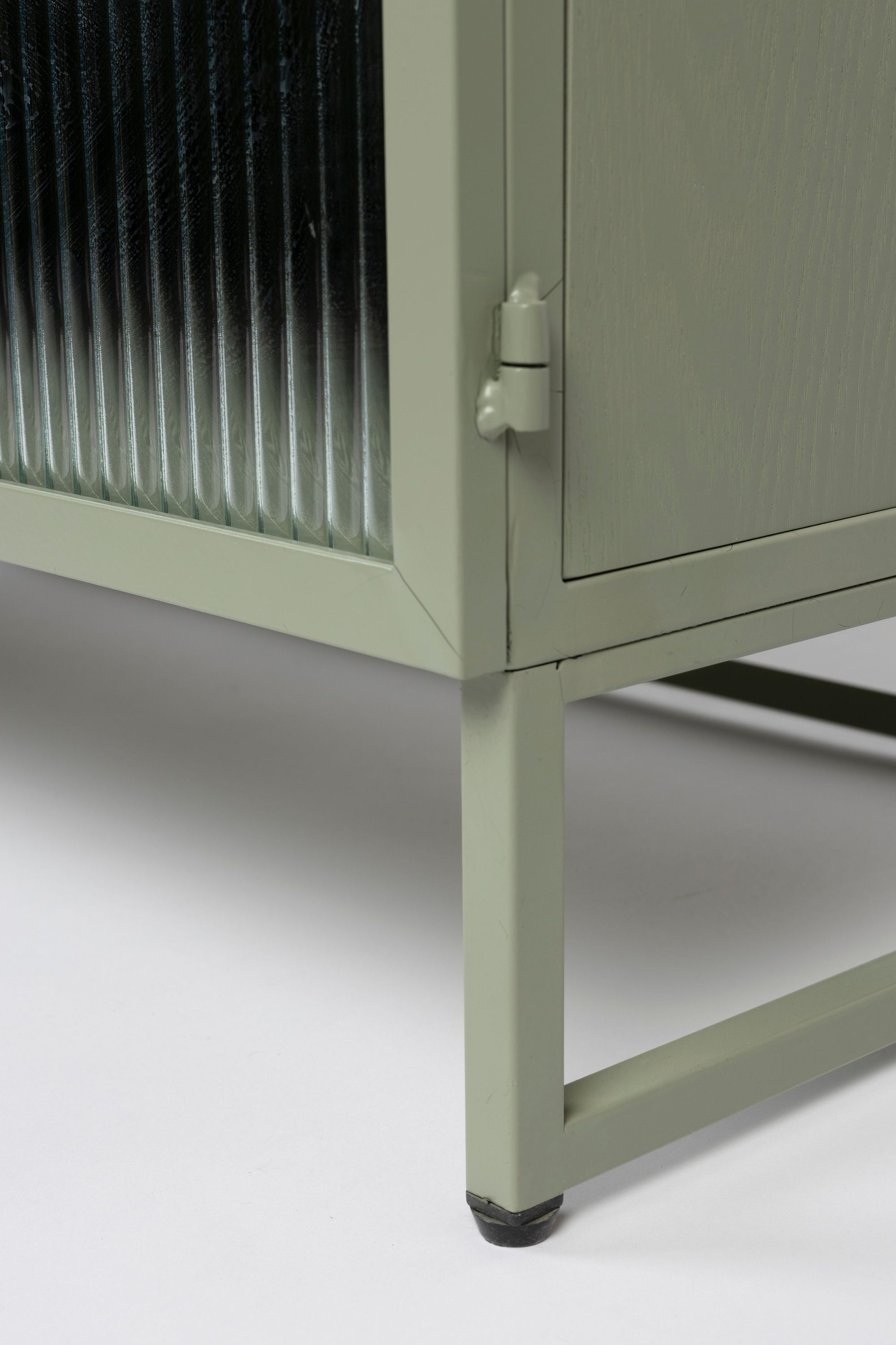 Herbe Green Wood & Ribbed Glass Bedside Table